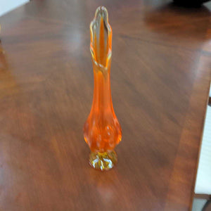 MCM Tangerine & Yellow Tall Art Glass Vase