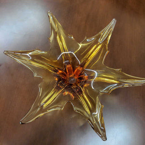Amber MCM Starburst Art Glass Dish