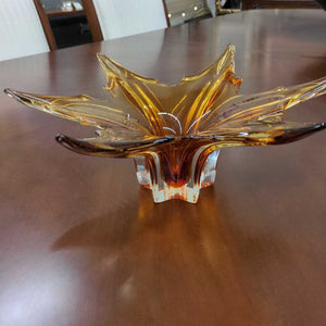 Amber MCM Starburst Art Glass Dish