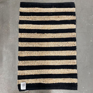 Jute & Black Cotton Striped Rug IMT015